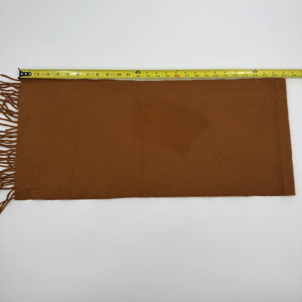 Drake's London Scarf Unisex OS Brown 100% Cashmere Made in Scotland Fringe Solid